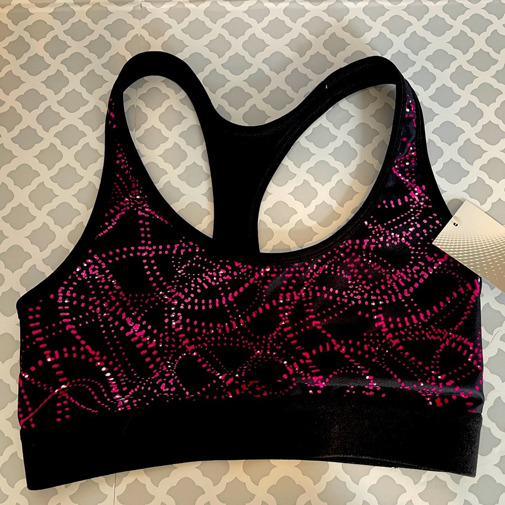NWT Hanes womens sports bra sz Med black pink